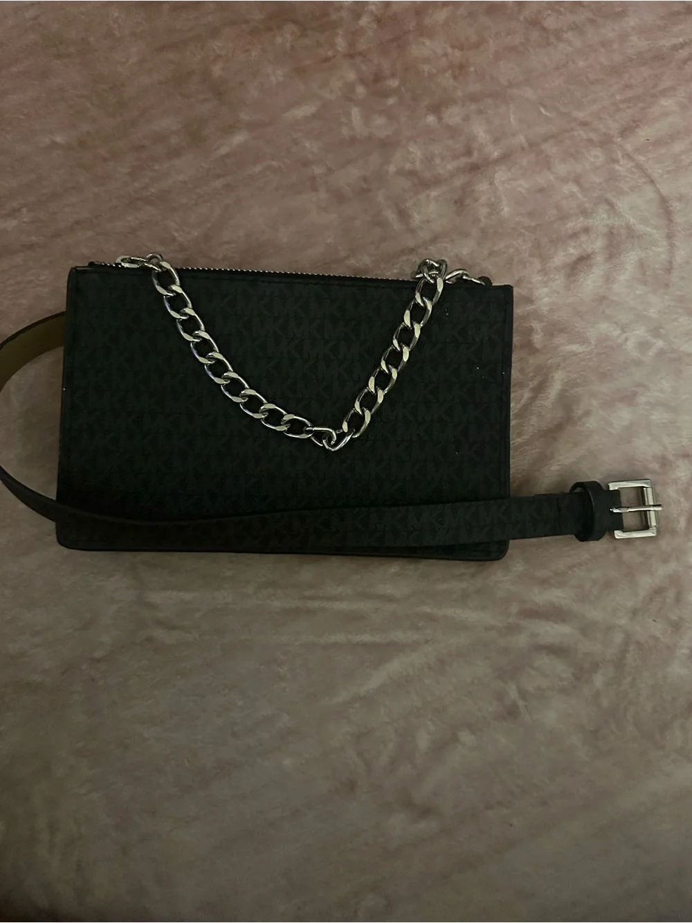 Michael Kors Black Monogram Chain Strap Crossbody